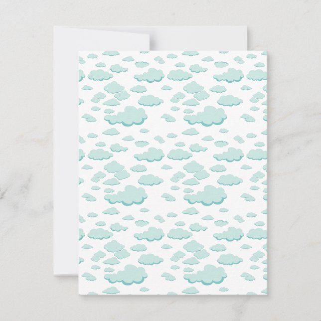 Light blue clouds pattern holiday card (Front)