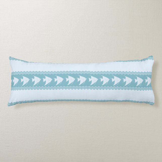 Light Blue Coastal Angelfish Stripes Body Cushion (Front)