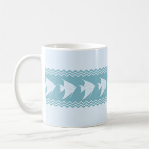 Light Blue Coastal Angelfish Stripes Coffee Mug