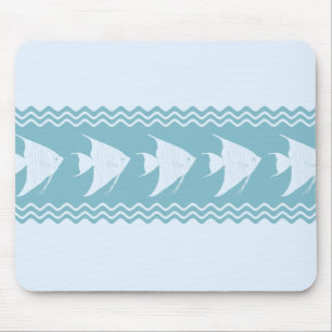 Light Blue Coastal Angelfish Stripes Mouse Mat