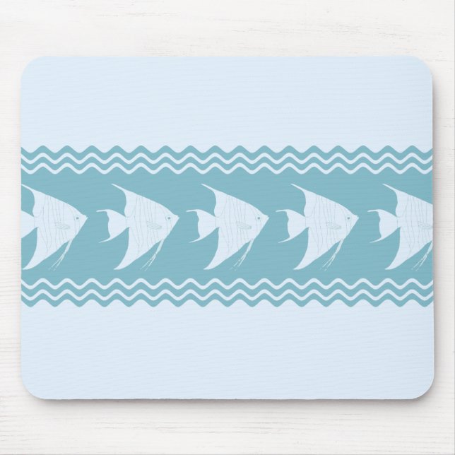 Light Blue Coastal Angelfish Stripes Mouse Mat (Front)
