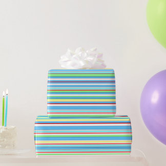 Light Blue Combo Stripes Wrapping Paper