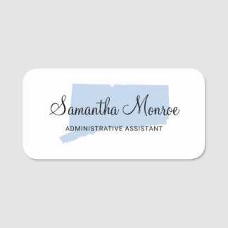 Light Blue Connecticut Name Tag