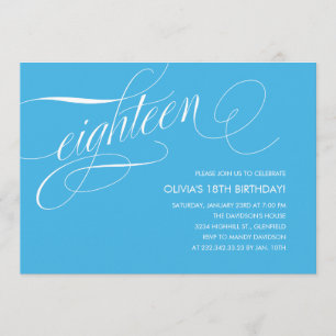 Light Blue Contemporary 18th Birthday Invitations