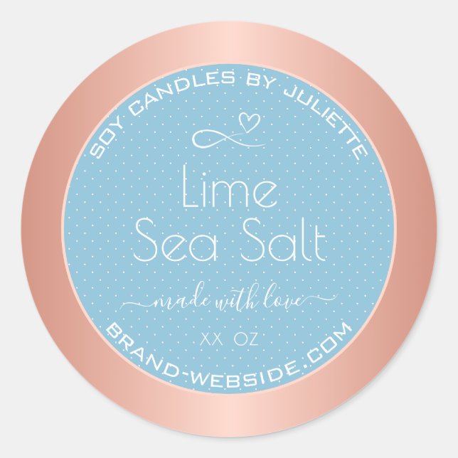 Light Blue Cool Rose Gold Effect Sea Salt Labels (Front)