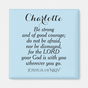 Light Blue Courage Bible Verse Custom Name Simple Magnet