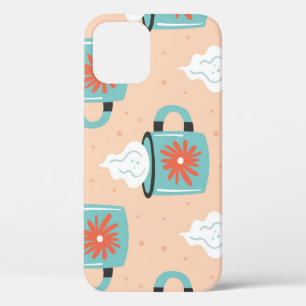 Light Blue Cup Seamless Pattern. iPhone 12 Case