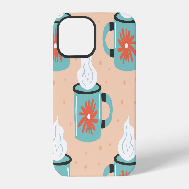 Light Blue Cup Seamless Pattern. iPhone Case (Back)