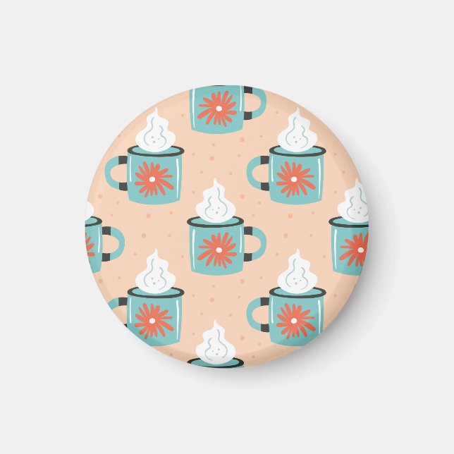 Light Blue Cup Seamless Pattern. Magnet (Front)