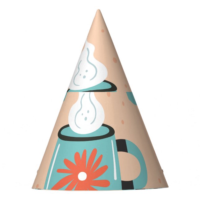 Light Blue Cup Seamless Pattern. Party Hat (Front)