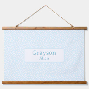 Light Blue Custom Name Boy Nursery Decor Hanging Tapestry