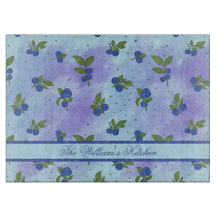 Light Blue Cute Blueberry Pattern  Cutting Board