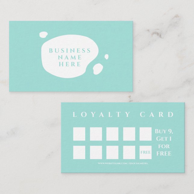 Light Blue Cute Minimalist Salon Coffee Shop Loyalty Card (Front/Back)
