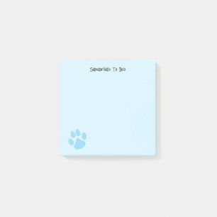 Light blue Cute Pawprint Personalizable To Do Post-it Notes