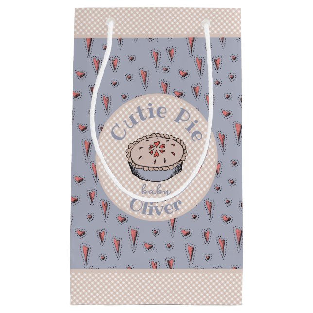 Light Blue Cutie Pie Baby Boy Small Gift Bag (Front)