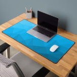 Light blue cyan gradient geometric mesh pattern desk mat<br><div class="desc">Unique cool desk mat for his office,  room,  work,  man cave,  gaming room.. 
Light blue gradient geometric mesh pattern. Triangle geometric mesh with blue ombre gradient.</div>