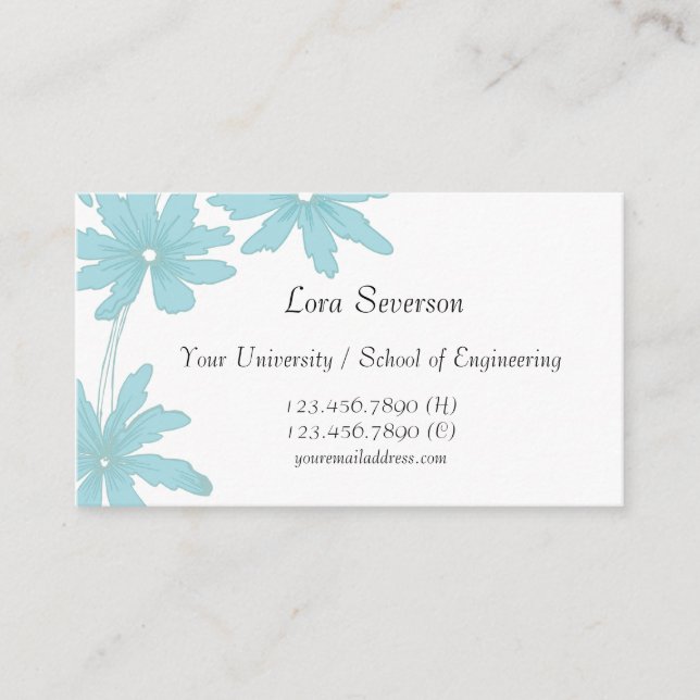 Light Blue Daisies Graduate Calling Card (Front)