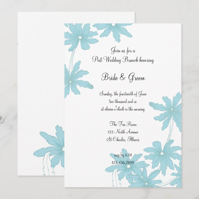 Light Blue Daisies Post Wedding Brunch Invitation (Front/Back)