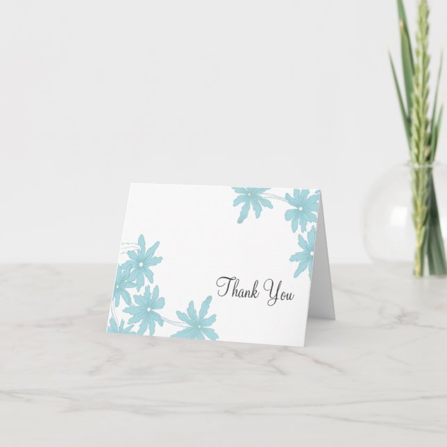 Light Blue Daisies Thank You Card (Front)