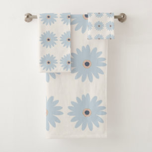 Light Blue Daisy Bath Towel Set