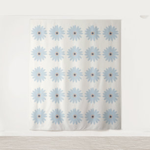 Light Blue Daisy Tapestry