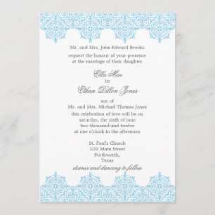 Light Blue Damask Wedding invitations