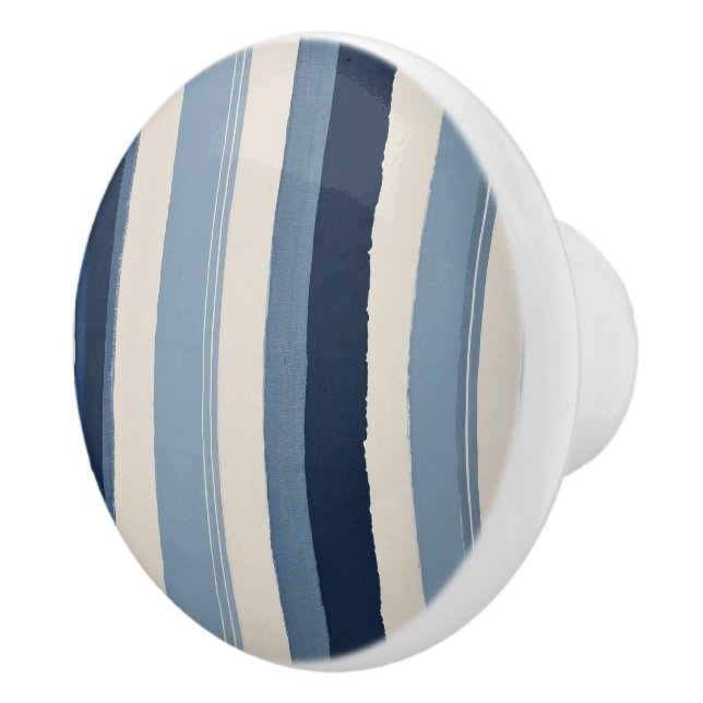 light-blue, dark-blue and white stripes ceramic knob (Right)