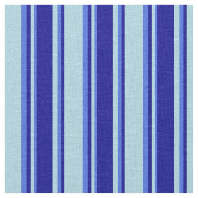 Light Blue, Dark Blue & Royal Blue Lined Pattern Fabric (Close Up)