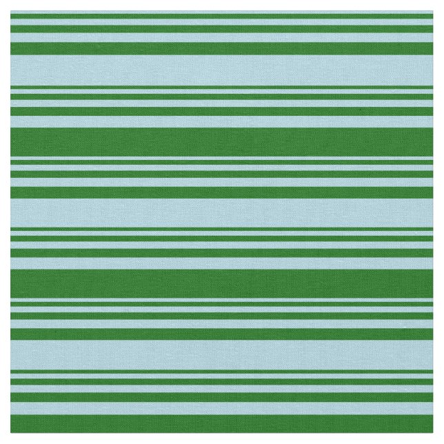 Light Blue & Dark Green Coloured Striped Pattern Fabric (Close Up)