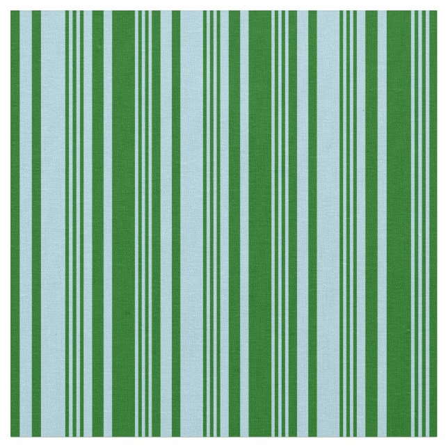 Light Blue & Dark Green Lined/Striped Pattern Fabric (Close Up)