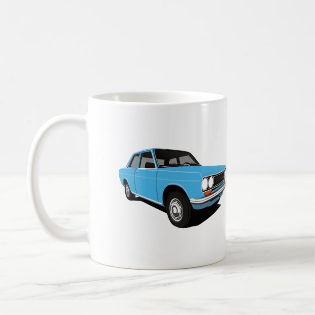 Light blue Datsun Bluebird 1600 (510), two images Coffee Mug (Left)