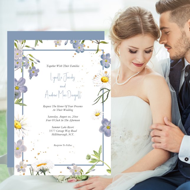 Light Blue, Delicate Floral Wedding Invitation (Creator Uploaded)