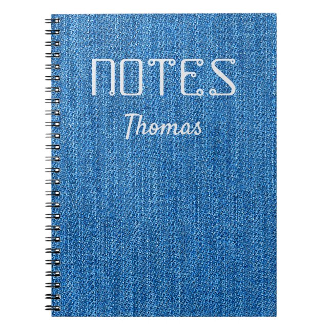 Light Blue Denim Jeans Texture Name Personalised Notebook (Front)