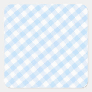 Light blue diagonal gingham pattern square sticker