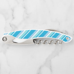 Light Blue Diagonal Stripes Corkscrew