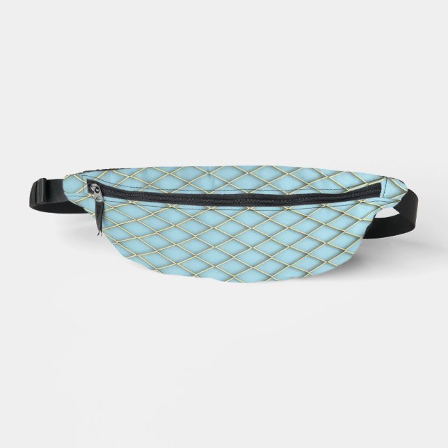 Light Blue Diamond Two-Sided Print Fanny-Pack Bum Bags (Front)