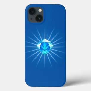 Light Blue Diamond with Shining Rays Mobile iPhone 13 Case