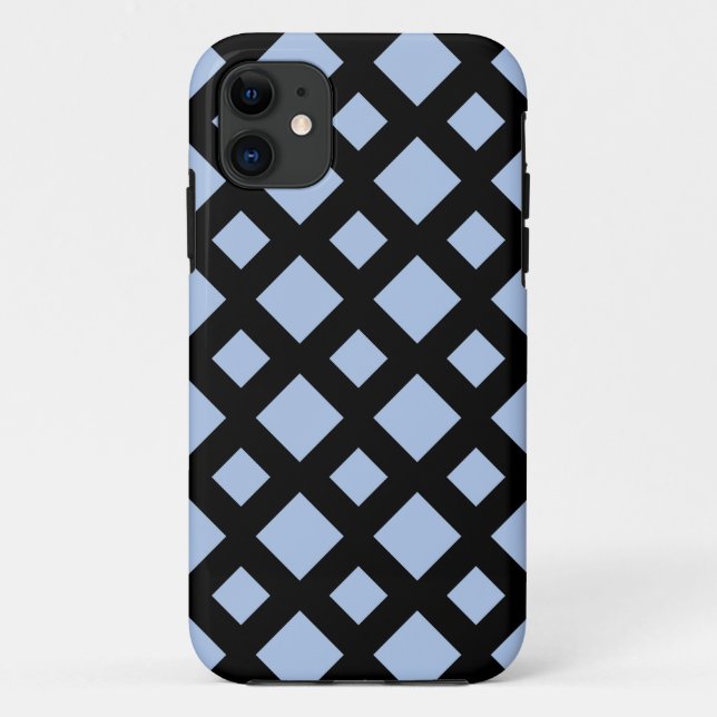 Light Blue Diamonds on Black Case-Mate iPhone Case (Back)