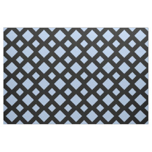 Light Blue Diamonds on Black Geometric Fabric