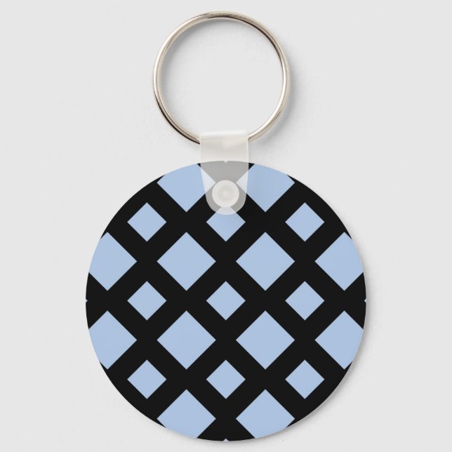 Light Blue Diamonds on Black Key Ring (Front)