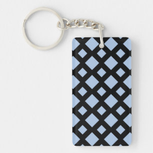 Light Blue Diamonds on Black Key Ring