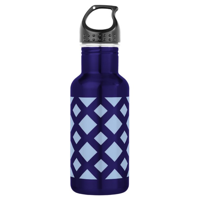 Light Blue Diamonds on Dark Blue 532 Ml Water Bottle (Front)