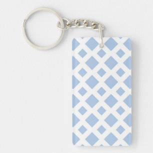 Light Blue Diamonds on White Key Ring