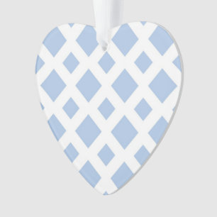 Light Blue Diamonds on White Ornament
