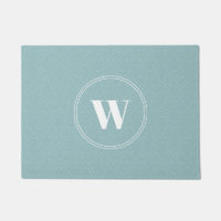 Light blue discreet floral pattern blue monogram