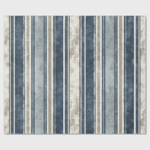 Light Blue Distressed Striped Wrapping Paper