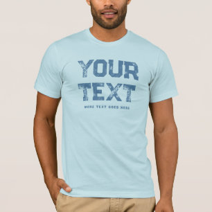 Light Blue Distressed Text Mens Modern Elegant T-Shirt