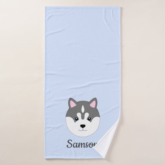 Light Blue Dog Bath Towel (Bath Towel)