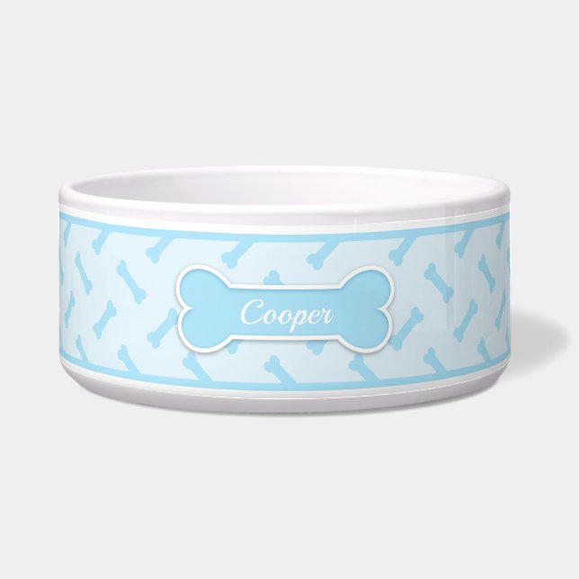 Light Blue Dog Bone Pattern With Custom Pet Name (Front)