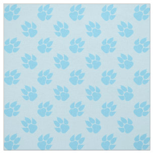 Light Blue Dog Paw Prints Pattern Fabric